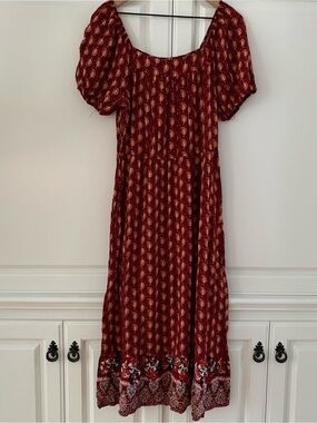 Luxology Medium Burgundy Maxi Boho Dress